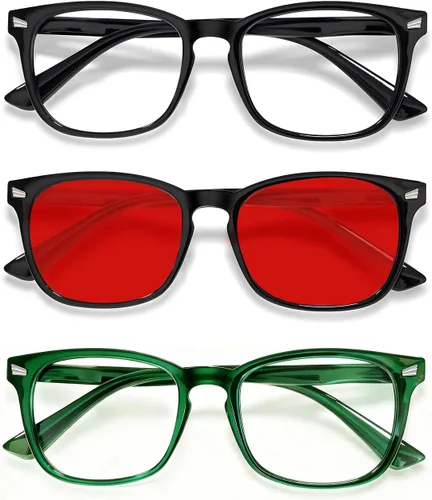 Vista 15 de Gafas de luz azul para niños, paquete de 3 unidades, marco flexible TR90 inastillable, lentes transparentes y rojas, gafas falsas para niños de 2 a