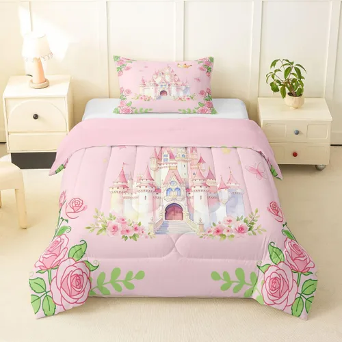 Vista 35 de Feelyou Juego de ropa de cama con lazos bonitos y cerezos, tamaño individual, para niños, juego de edredón con lazos de acuarela para niños, niñas