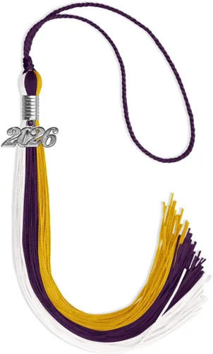 Vista 172 de Endea Graduation Borla de triple color con gota de fecha plateada (negro/dorado/granate, 2020)