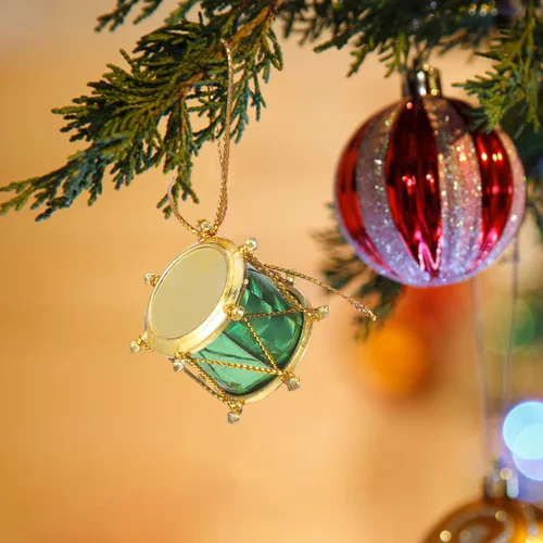 Vista 7 de 60 adornos para árbol de Navidad con purpurina, mini tambores, adornos para árbol de Navidad, pequeños instrumentos musicales, colgante colgante