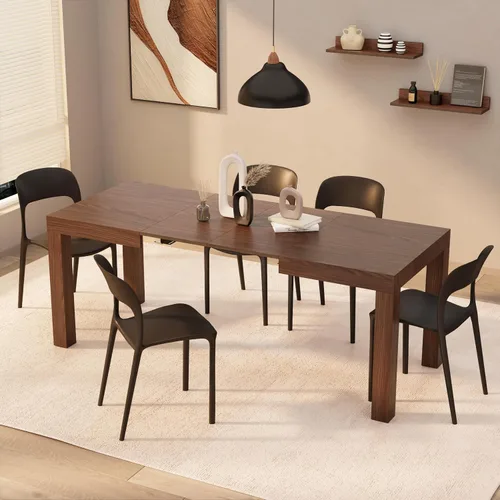 Vista 12 de Mobili Fiver, mesa extensible First, fresno negro, fabricada en Italia