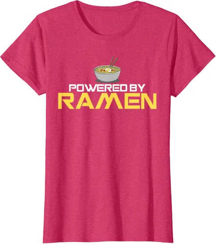 Vista 7 de Camiseta de fideos de anime japoneses Powered By Ramen, Negro, S