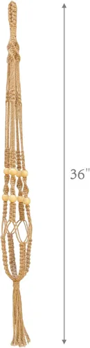 Vista 7 de Saigon Home Decor - Macetas colgantes de macramé para plantas de interior, colgador de plantas con cuentas de madera decorativas con borlas