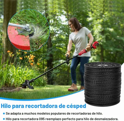 Vista 4 de RO6G Cuerda de 5 libras, línea de recortadora de hilo comercial Twist, cuerda Wacker para recortadora de malezas Echo Black Diamond/String Trimmer