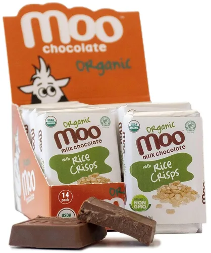 Vista 23 de Moo Chocolates ' Mini barras de chocolate negro sólido natural, 0.7 onzas (14 unidades)