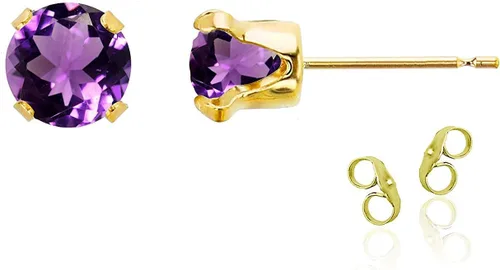 Vista 112 de Aretes de tuerca de plata de ley 925 chapados en oro de 14 quilates macizo, oro amarillo, blanco o rosa de 0.236 in Amatista