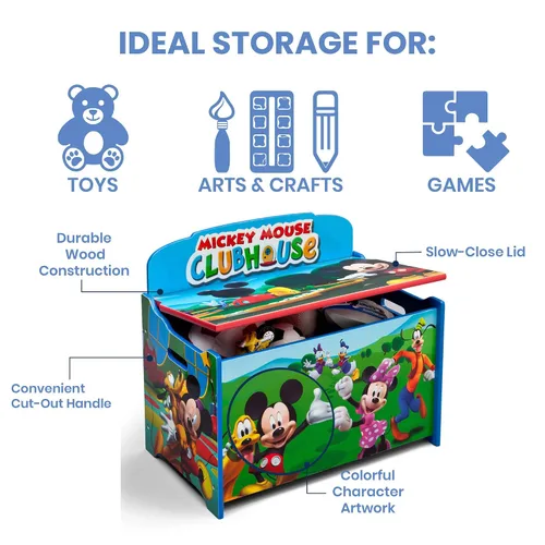Vista 3 de Delta Children Caja de juguetes de lujo, Mickey Mouse de Disney Disney Mickey Mouse