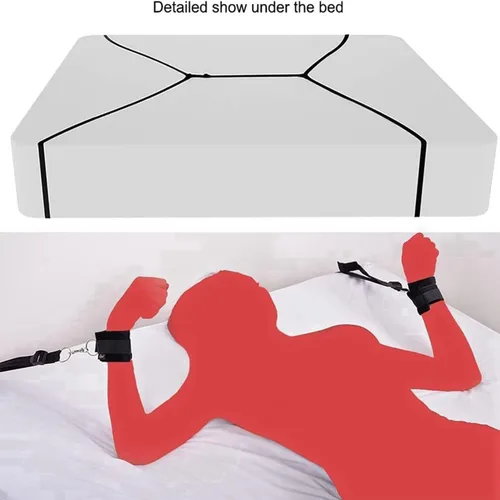 Vista 4 de Lazos sexuales para tobillos y muñecas para adultos, correas de cama tamaño King para colchón, cuerda de servidumbre y cuerda, pulseras sexuales