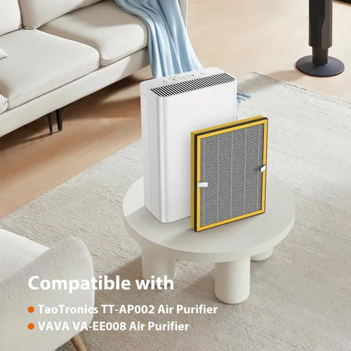 Vista 2 de TT-AP002 - Filtro de repuesto True HEPA compatible con TaoTronics TT-AP002 y VAVA VA-EE008 Air Puri, filtro HEPA H13 con carbón activado, paquete
