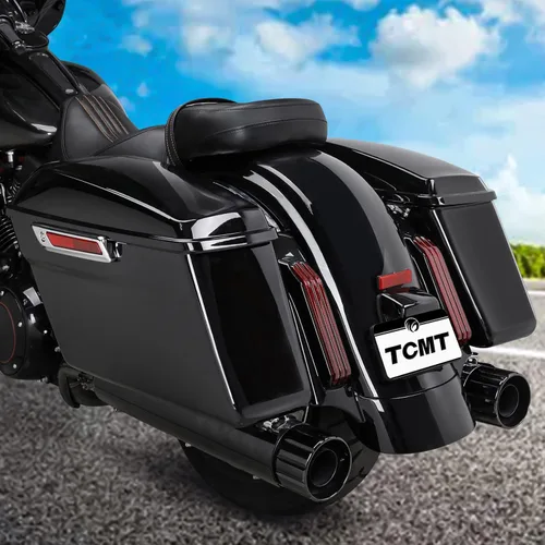 Vista 13 de TCMT Bolsas de sillín rígidas de color negro mate + llaves de pestillo y forros, inserto de alfombra para Harley modelos Touring 2014-2024 Road King