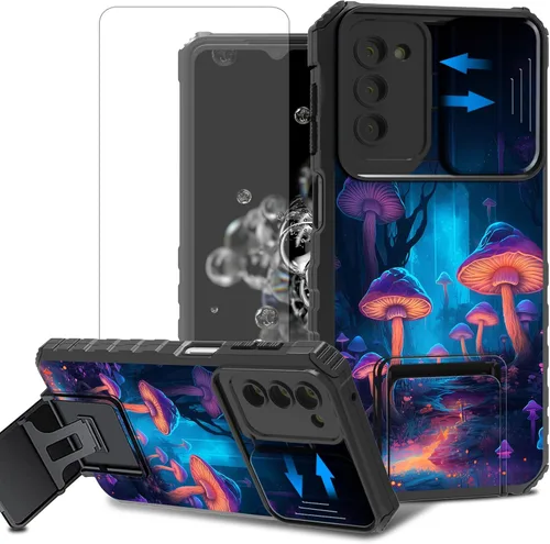 Vista 58 de Funda para teléfono Samsung Galaxy A15 5G con protector de pantalla con cubierta deslizante para cámara y soporte de doble capa híbrida resistente a