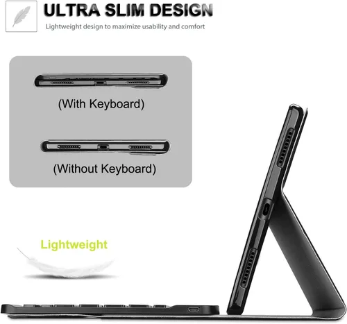 Vista 3 de Funda de teclado para Xiaomi Redmi Pad de 10.61 pulgadas versión 2022, cubierta delgada de poliuretano con teclado Bluetooth inalámbrico desmontable