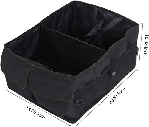 Vista 7 de Organizador de maletero de 51L de gran capacidad para coche, organizador de maletero de SUV de tela Oxford con 2 bolsillos y 4 redes