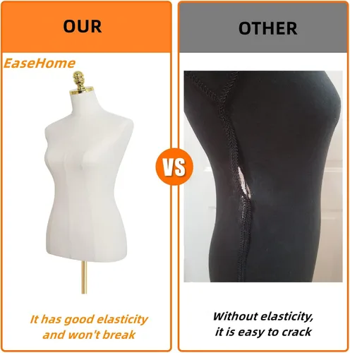 Vista 4 de EaseHome Maniquí con forma de torso, 109-185 cm de altura ajustable, cuerpo femenino de maniquí para exhibición de ropa con soporte de metal y base