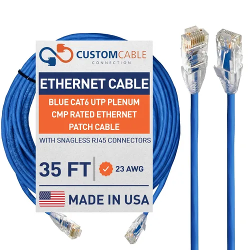 Vista 18 de Custom Cable Connection Cable de conexión Ethernet clasificado CMP azul Cat6 UTP Plenum de 5 pies