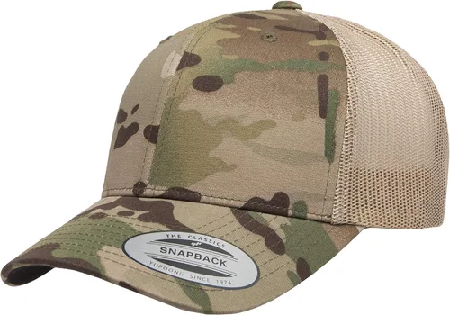 Vista 24 de Yupoong Gorra de camionero retro Multicam de Yp Classics Alpine/Blanco