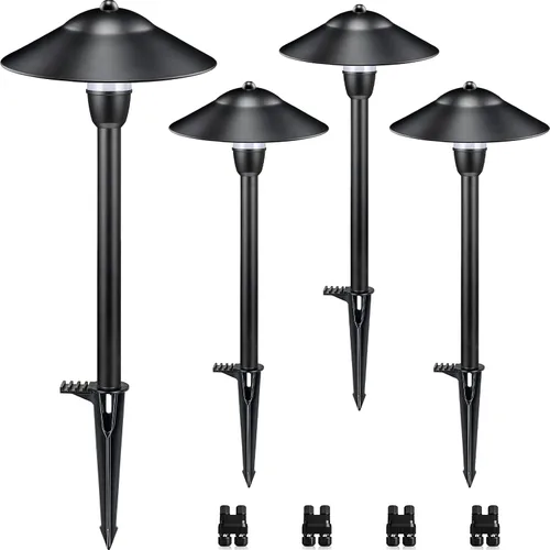 Vista 9 de SUNVIE Low Voltage Pathway Lights 12-24V 3W Landscape Lighting, 3000K LED Low Voltage Landscape Lights, IP65 Waterproof Aluminum Path and Area Light