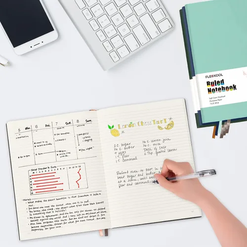 Vista 4 de Diarios de negocios, paquete de 2 cuadernos B5 de rayas universitarias de tapa suave grande con papel rayado grueso de 100gsm, 376 páginas