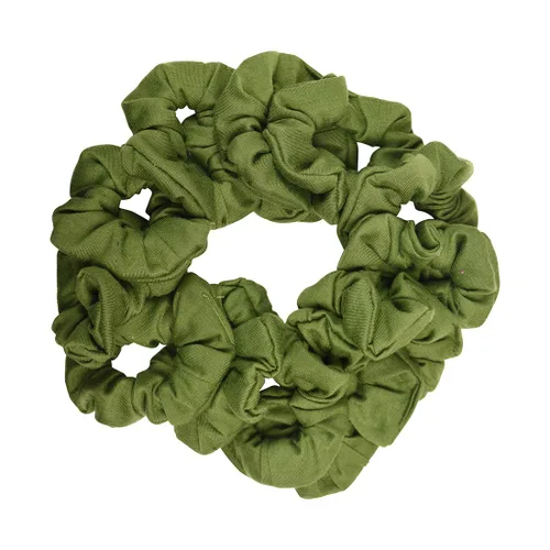 Vista 15 de Paquete de 12 ligas sólidas para el cabello (negro) One Dozen Matching Hair Ties, Soft Cotton Fabric, Gentle No-Crease Hold, Great for Teams
