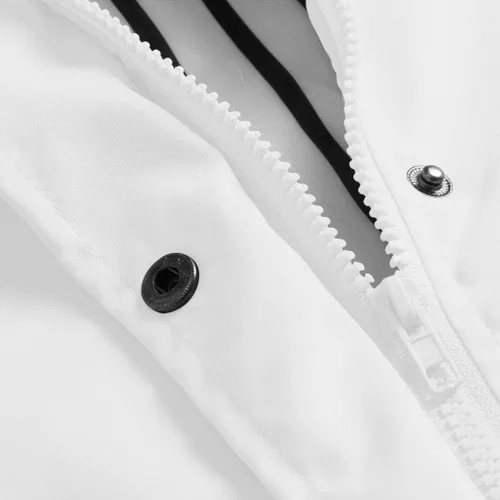Vista 3 de NDVYXX Impermeable de manga larga con dobladillo de invierno para mujer, con capucha, a rayas, con cordón suave, delgado, poliéster