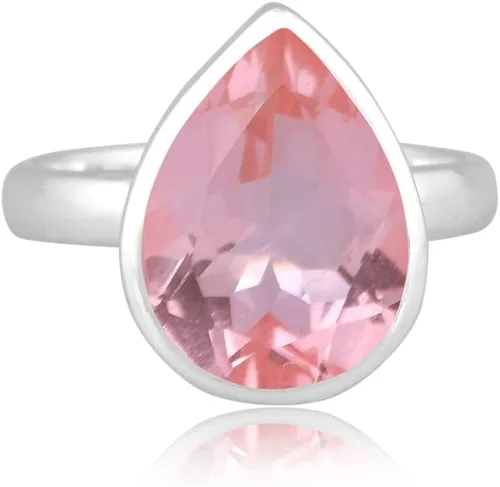 Vista 90 de PANOPLY Bio Pink Doublet Quartz Solid 925 Sterling Silver Ring for Women