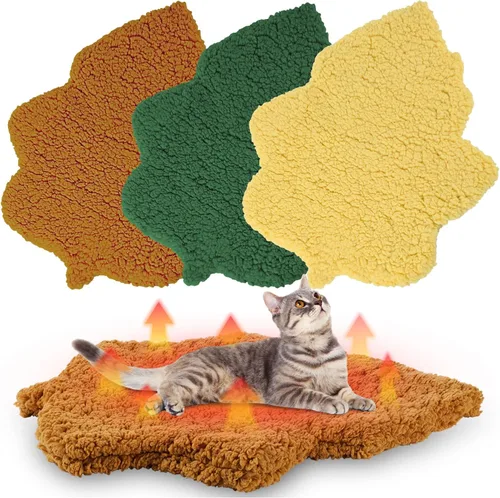 Vista 15 de Paquete de 3 camas autocalentables para mascotas con forma de hoja, autocalentable, tapete térmico lavable para erizo, conejo, planeador de azúcar