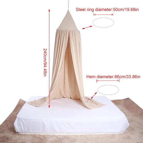 Vista 2 de Zerodis Toldo de cama para niños, estilo romántico, caqui, 94.5 x 19.7 x 106.3 pulgadas