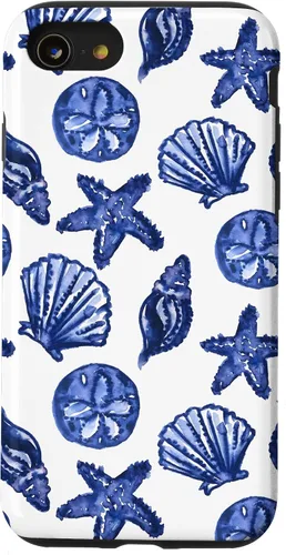 Vista 18 de Funda azul para iPhone 16, diseño de conchas marinas náuticas para nieta costera