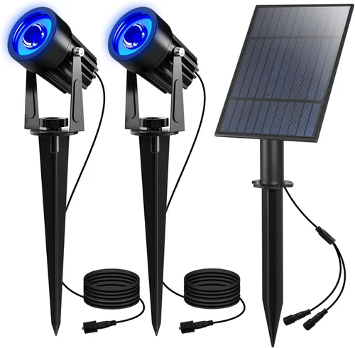 Vista 19 de T-SUN Focos solares al aire libre impermeables, luces de paisaje solares 2 en 1 LED para jardín, focos solares para árbol, jardín, estanque, piscina