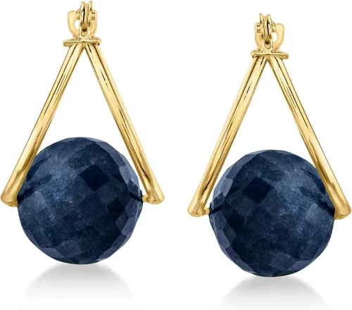 Vista 3 de Ross-Simons Gemstone Bead Double-Hoop Earrings in 14kt Yellow Gold