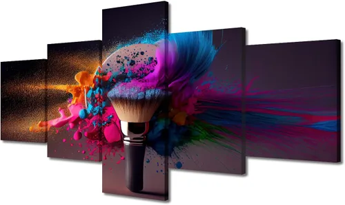Vista 55 de Póster abstracto de labios de niña, cuadros dorados sobre lienzo, arte de pared, hermosos pósteres e impresiones en lienzo de 5 piezas, arte