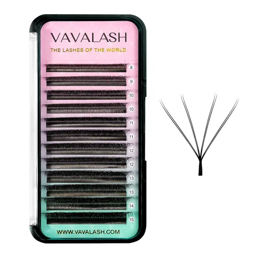 Vista 16 de VAVALASH Extensiones de pestañas en Y, rizo C, 0.002 in, 0.315-0.591 in, bandeja mixta, volumen 4D, extensiones de pestañas tipo YY, extensiones