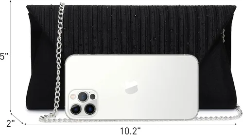 Vista 4 de Glitter Rhinestone Evening Clutch Bag Wedding Party Cocktail Prom Formal Purse in Gift Box Negro