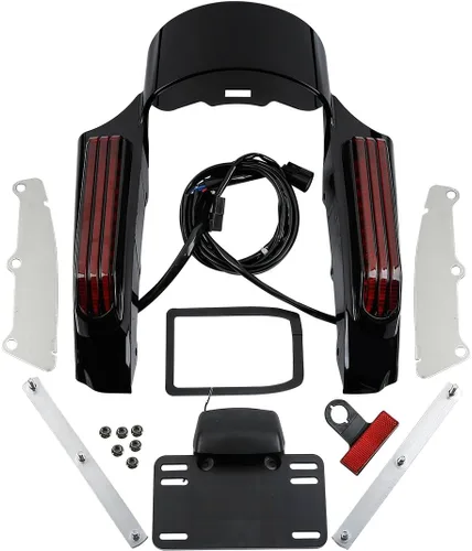 Vista 9 de TCMT Respaldo trasero con kit de luces LED para frenos, marcha atrás y señales de giro para Harley Touring Road King, Road Glide, Street Glide