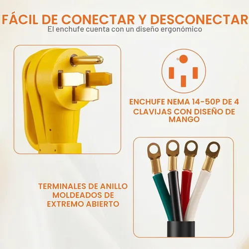 Vista 4 de Cable de alimentación de rango NEMA 14-50 resistente, STW 6AWG/4C