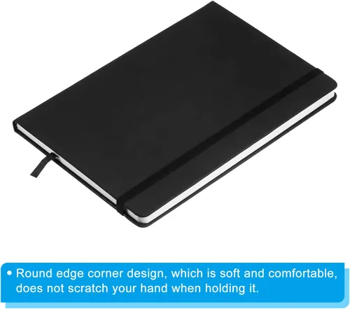 Vista 3 de PATIKIL Cuaderno rayado A5, 160 páginas, papel rayado grueso de 2.82 oz/m², 8.3 x 5.7 pulgadas, tapa dura, para trabajo y escritura, color negro