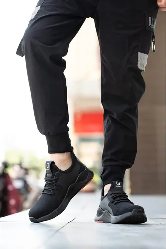 Vista 7 de ulogu Zapatos de punta de acero para hombres y mujeres, zapatos de techo ligeros e impermeables, zapatos deportivos de trabajo industrial