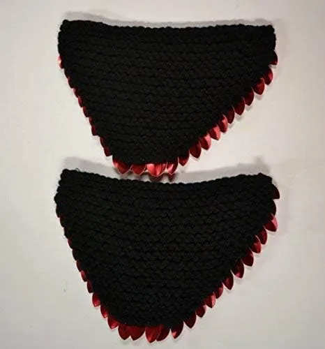Vista 3 de Scale Mail Epaulettes in Knitted Dragonhide Armor - Red