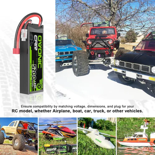 Vista 5 de OVONIC Batería LiPo 2S 7.4V 5200mAh 120C con enchufe T estilo Dean para RC Car RC Truck Avión Helicóptero Barco Carreras RC Hobby 2 paquetes