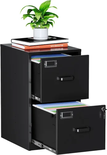 Vista 18 de MIIIKO - Archivador de metal con 3 cajones con ruedas, archivador móvil para debajo del escritorio de oficina en el hogar, archivadores totalmente