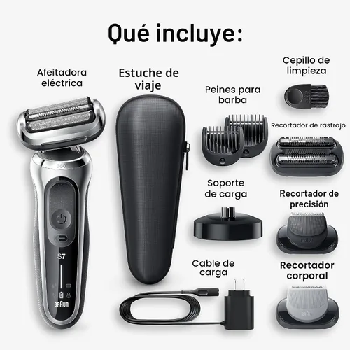 Vista 2 de Braun Series 7 7032cs - Maquinilla de afeitar eléctrica flexible para hombres, para uso húmedo y seco, afeitadora eléctrica, recargable, afeitadora