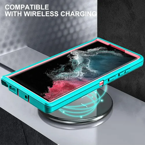 Vista 6 de YKHJKLEC Funda para Samsung Galaxy S22 Ultra, con 2 piezas [protector de pantalla de TPU flexible autorreparable y protector de lente de cámara]