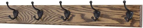 Vista 26 de PegandRail Perchero de roble con ganchos estilo sombrero y abrigo de bronce aceitado (castaño, 15 x 3.5 pulgadas con 3 ganchos)