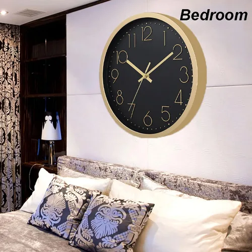 Vista 5 de Reloj de pared, relojes de pared de cocina, reloj silencioso redondo, clásico, funciona con pilas, diseño moderno y estilo para sala de estar