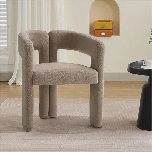 Vista 28 de adochr Modernas sillas de comedor de barril, silla de comedor tapizada de lino con patas de madera, sillas decorativas con brazos, cómodos sillones