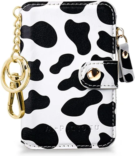 Vista 26 de Cartera con llavero, tarjetero con bloqueo RFID de piel, funda para tarjetas de crédito con cremallera para mujer