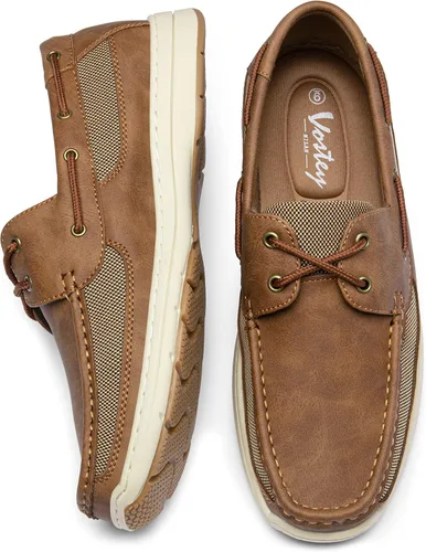 Vista 4 de Vostey Zapatos sin cordones para hombre, con soporte de arco, zapatos náuticos de 2 ojales ligeros para hombre