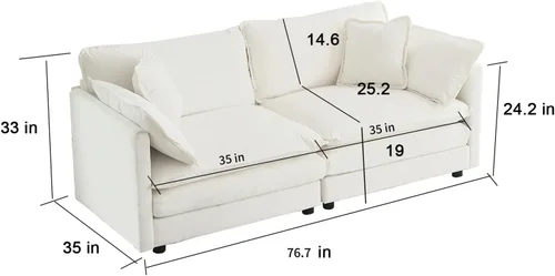 Vista 205 de Sofá seccional modular verde de 111.5", sofás seccionales grandes de 3 plazas para sala de estar, sofá nube oversized de tela chenille con otomana