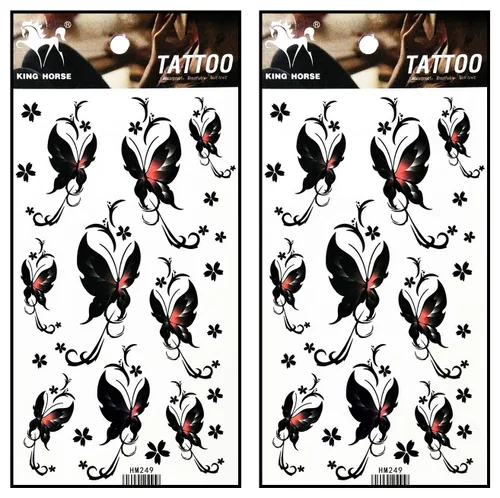 Vista 8 de Tatuajes de 2 hojas de hermosas flores de rosa morada, ancla de paloma, tatuajes temporales, calcomanías de tatuajes falsos para cuerpo, brazo