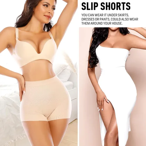 Vista 7 de Pantalones cortos moldeadores sin costuras para mujer, pantalones cortos deslizantes debajo del vestido, pantalones cortos moldeadores, ropa